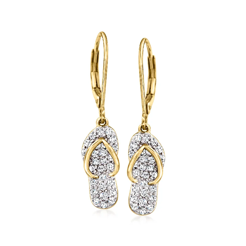 Ross-Simons Diamond Flip Flop Drop Earrings in 18kt Gold Over Sterling