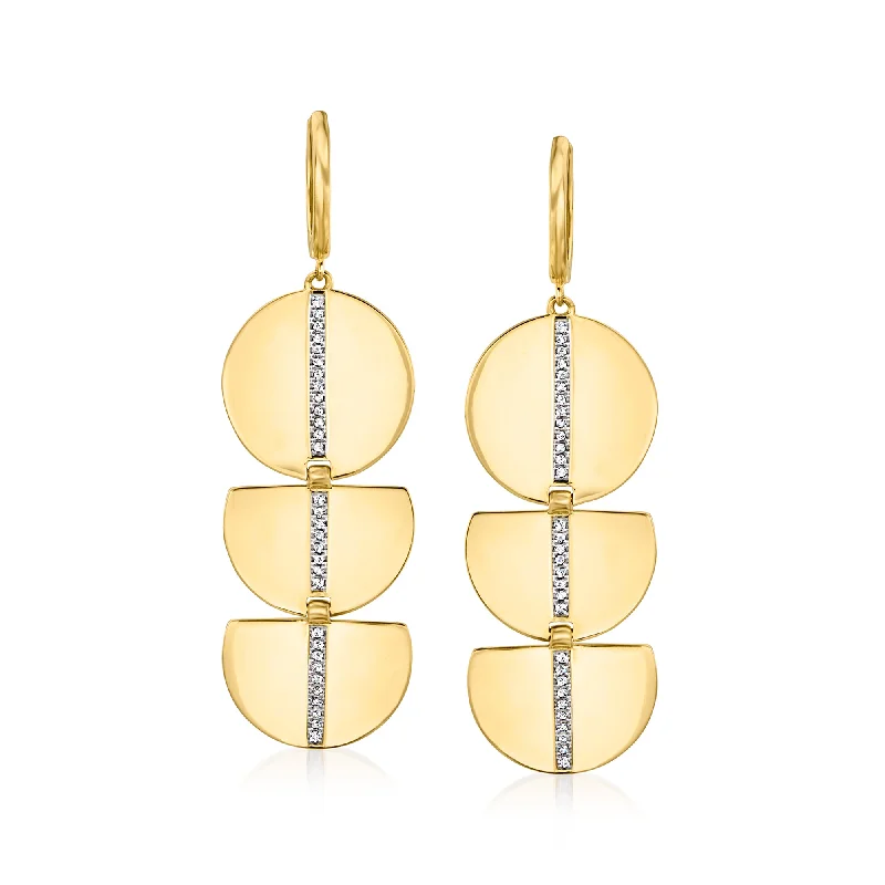 Ross-Simons Diamond Geometric Drop Earrings in 18kt Gold Over Sterling