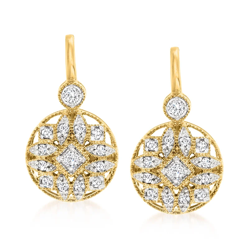 Ross-Simons Diamond Multi-Shape Drop Earrings in 18kt Gold Over Sterling