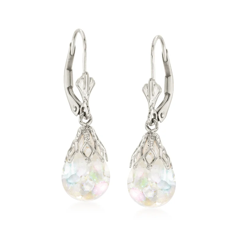 Ross-Simons Floating Opal Drop Earrings in 14kt White Gold