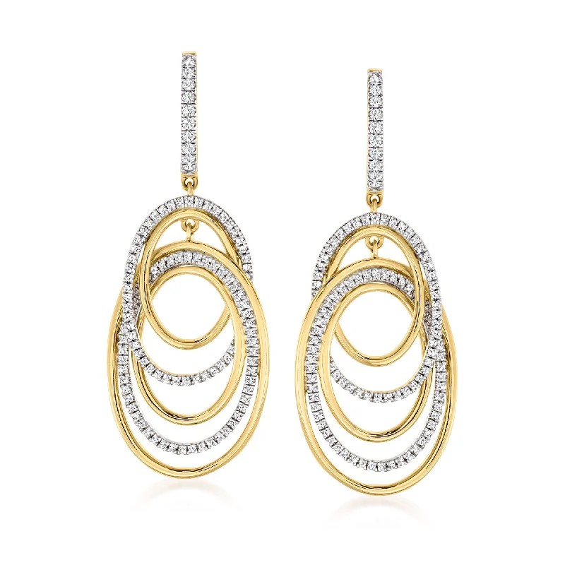 Ross-Simons Pave Diamond Oval-Link Drop Earrings