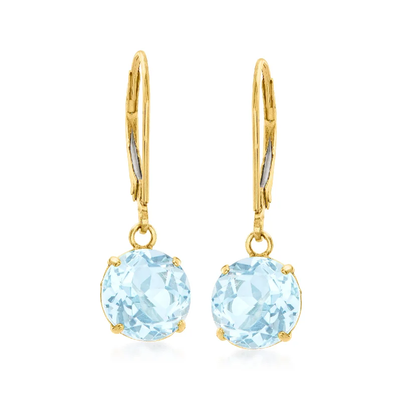 Ross-Simons Sky Blue Topaz Drop Earrings in 14kt Yellow Gold