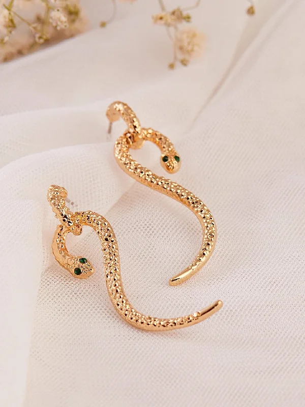 TOKYO TALKIES X Rubans Gold Plated Handcrafted Snake Shape Drop Earrings