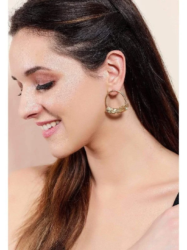 Rubans Gold Plated Handcrafted Textured Drop Earrings