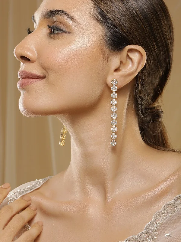 Rubans Premium 22K Gold-Plated AD & Zirconia Studded Luxury Drop Earrings