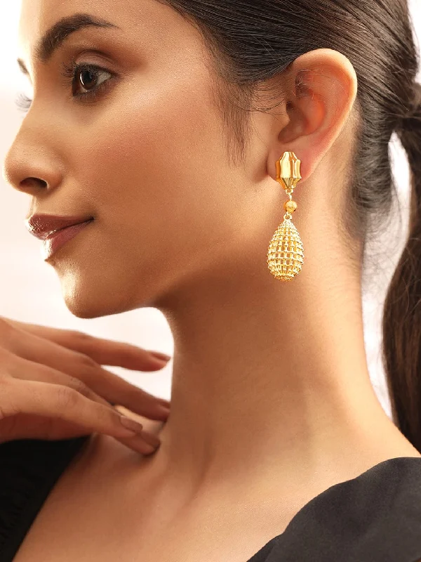 Rubans Voguish Golden Cascade Gold Plated Drop Earrings