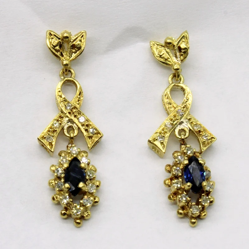 Marquise Sapphire & Diamond Drop Earrings | 0.36ctw, 0.25ctw |