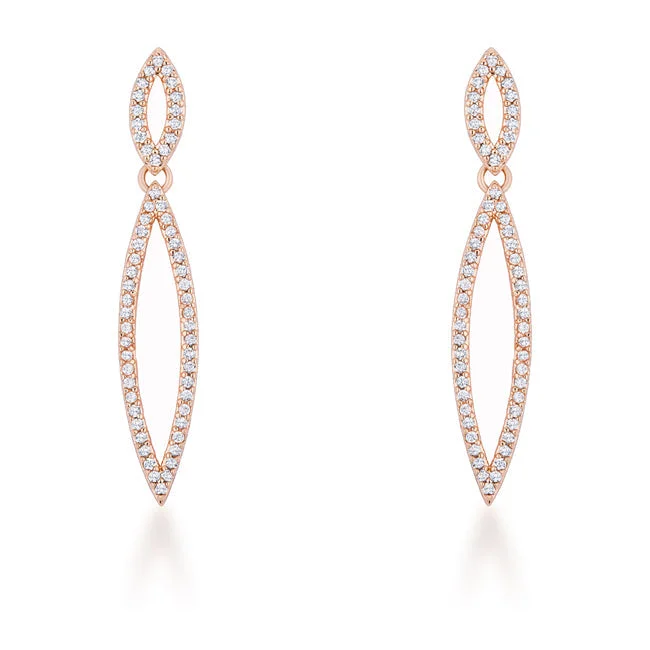 LOVCIA Elegant 1.2ct CZ Rose Gold Double Teardrop Earrings