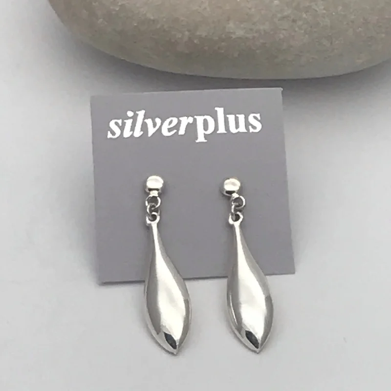 Sterling Silver Shiny Point Drop Earrings