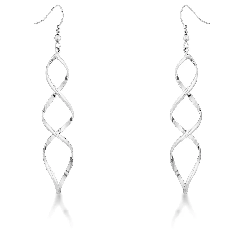 LOVCIA Elegant Twisted Silver Drop Earrings