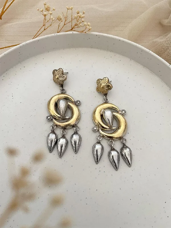 Silver Two Tone Dangler Earrings