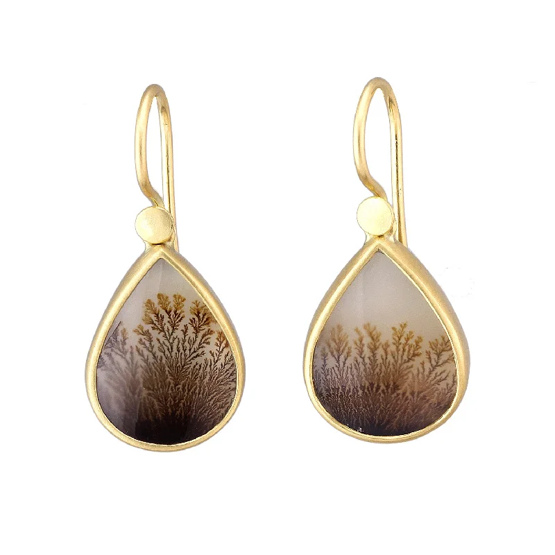 Small Dendritic Agate Teardrop Earrings