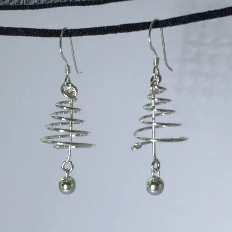 Sterling Silver Spiral Tree Drop Earrings