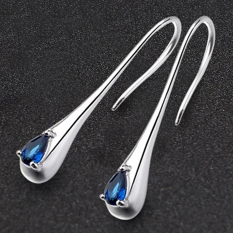 Sterling Silver Gemstone Water Drop Earrings