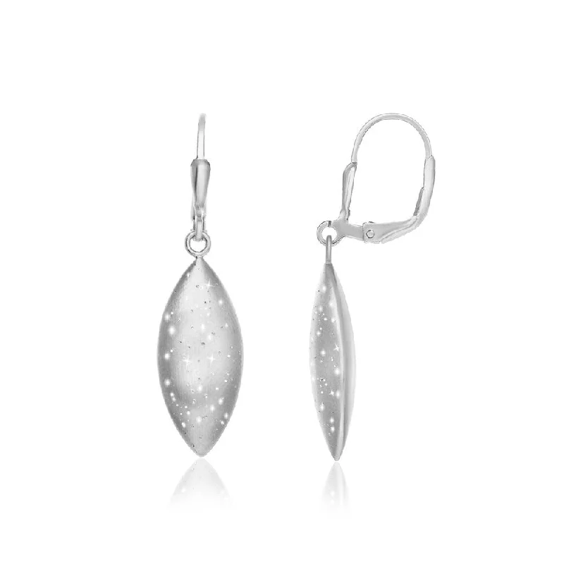 Sterling Silver Stardust Puff Marquis Drop Earrings