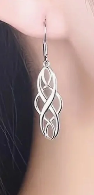 Sterling Silver Swirly Celtic Knot Drop Earrings