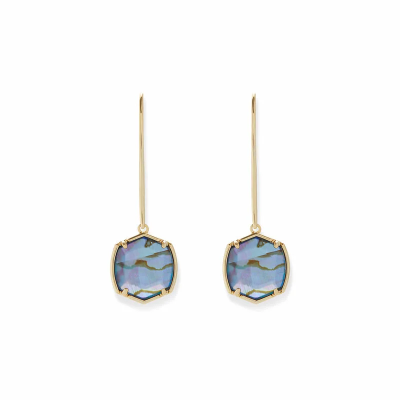 Rocksbox Exclusive Davis Drop Earrings in Gold & Navy Abalone