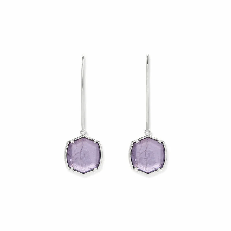 Rocksbox Exclusive Davis Drop Earrings in Rhodium & Purple Mica