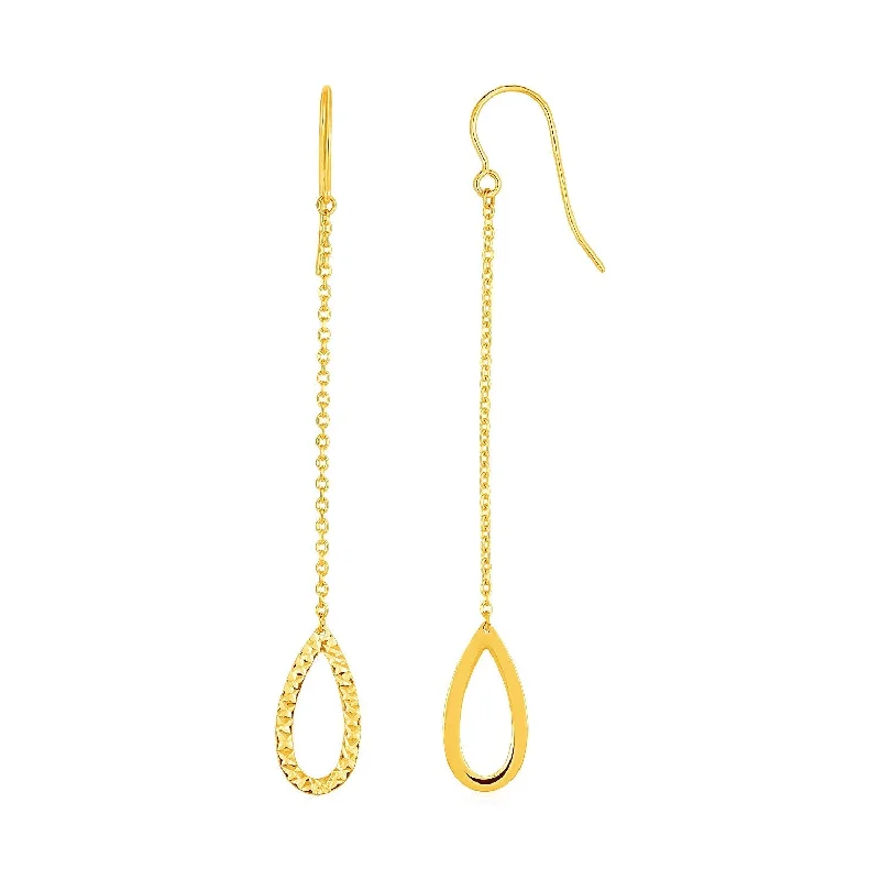 LOVCIA Luxury Classic Textured Pear Drop Earrings in 14k Yellow Gold