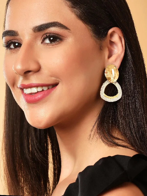 Tokyo Talkies x Rubans Gold Plated AD Contemporary Drop Earrings