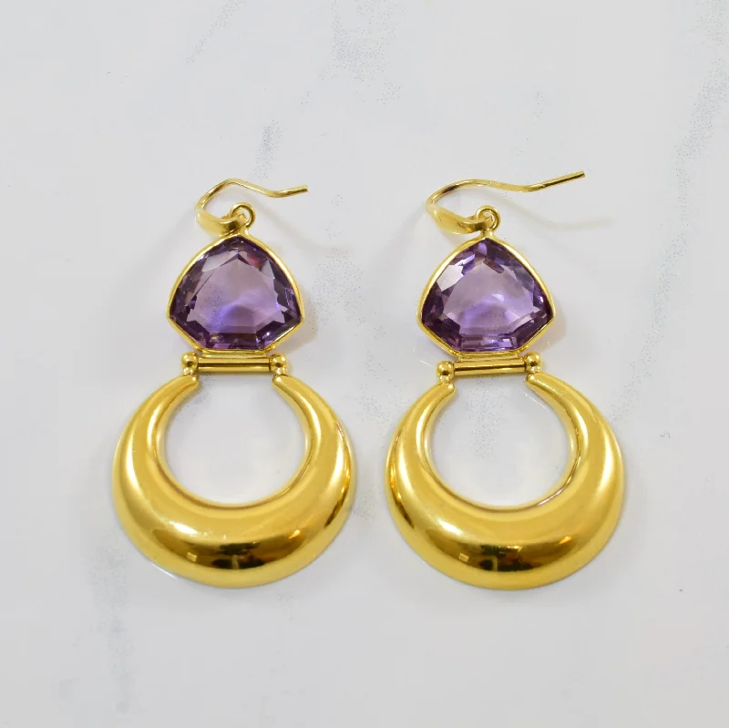 'Le Gi' Triangular Amethyst Drop Earrings | 19.00ctw |