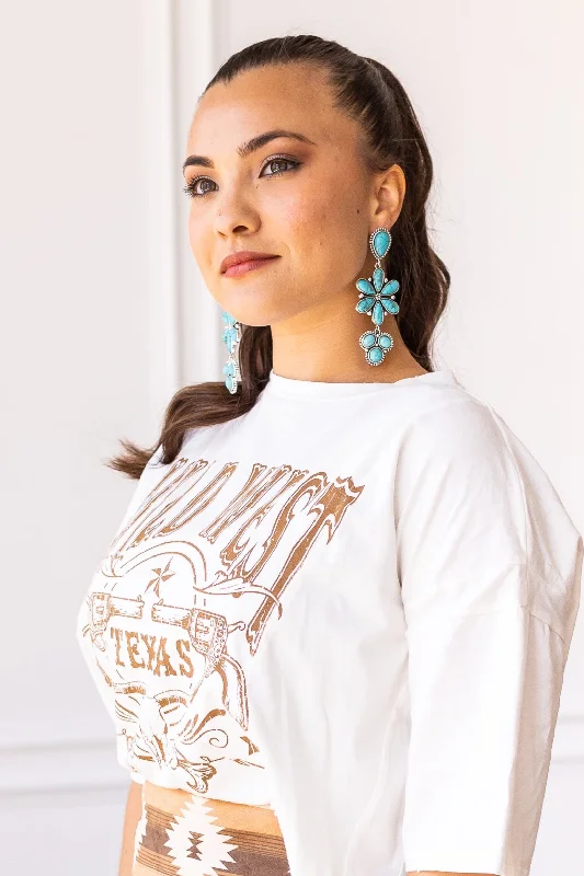 Turquoise Southwestern Flower Drop Earrings