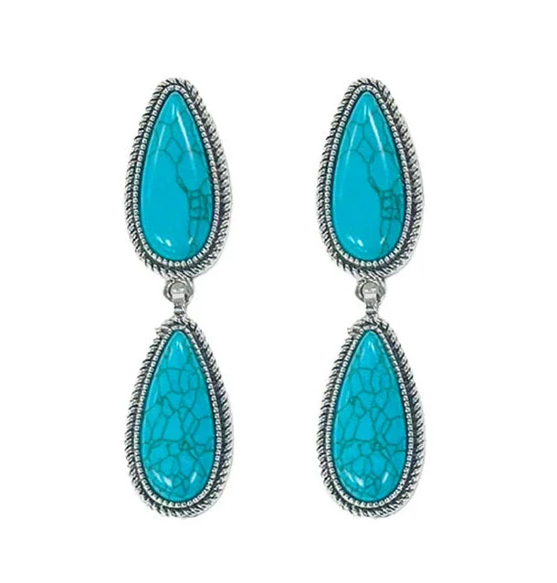 Turquoise Double Teardrop Earrings