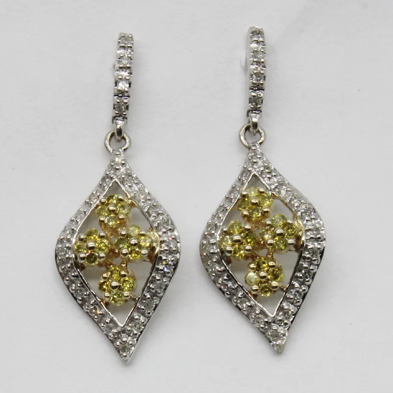 Two Tone Diamond Drop Earrings | 0.34ctw |