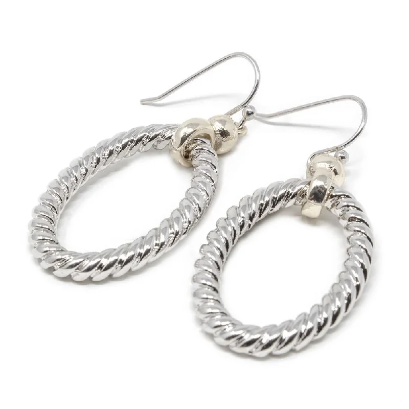 Two Tone Cable Link Drop Earrings