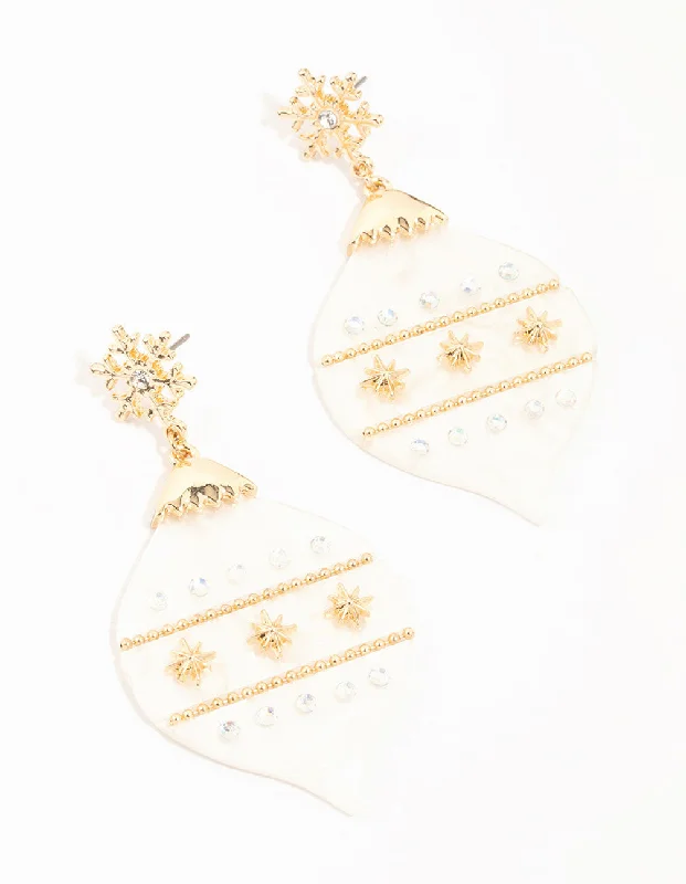 White Acrylic Bauble Drop Earrings