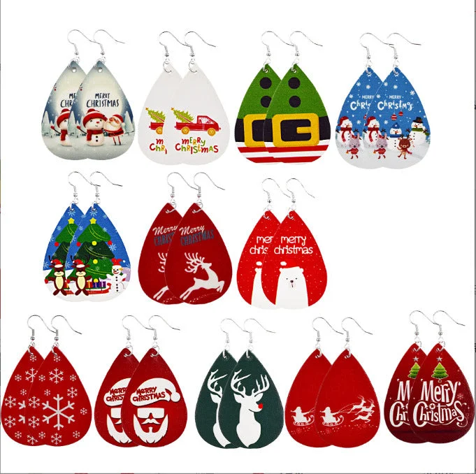 Wholesale Christmas Luminous Leather Drop Earrings