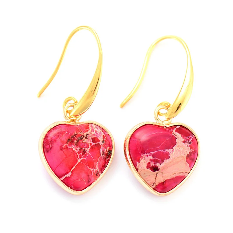 Wholesale Earrings Emperor Stone Peach Heart Pendant Earrings Popular Ins OLY-ES-LZ004