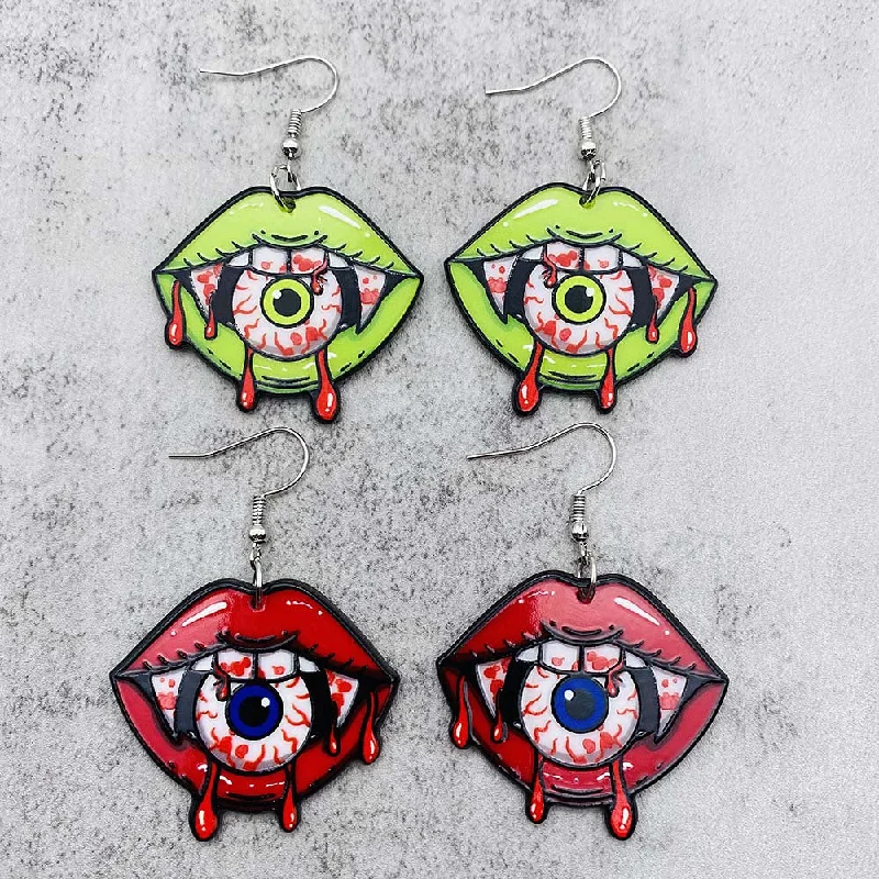 Wholesale Halloween Earrings Horror Eyeball Lips Acrylic Drop Earrings