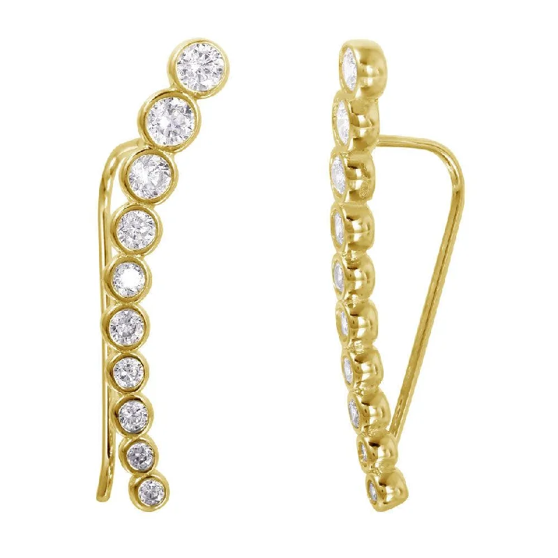 Gold Plated 925 Sterling Silver CZ Drop Earrings - GME00008GP