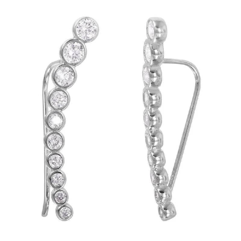 Silver 925 Rhodium Plated CZ Drop Earrings - GME00008