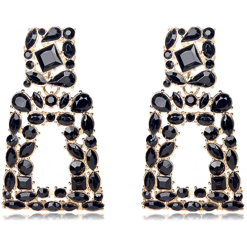 Women's Rhinestone Rectangle Drop Earrings