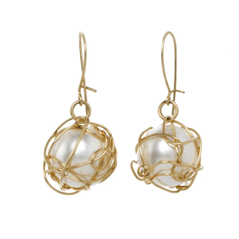 Wrapped Pearl Drop Earrings