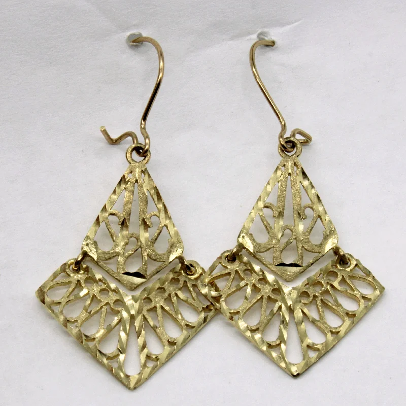 Yellow Gold Filigree Drop Earrings |