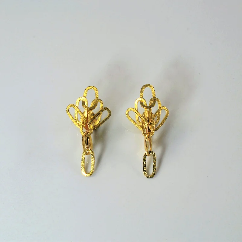 Yellow Gold Interlocking Drop Earrings |