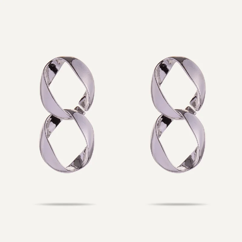 Zaha Abstract Twisted Circles Drop Earrings In Silver-Tone