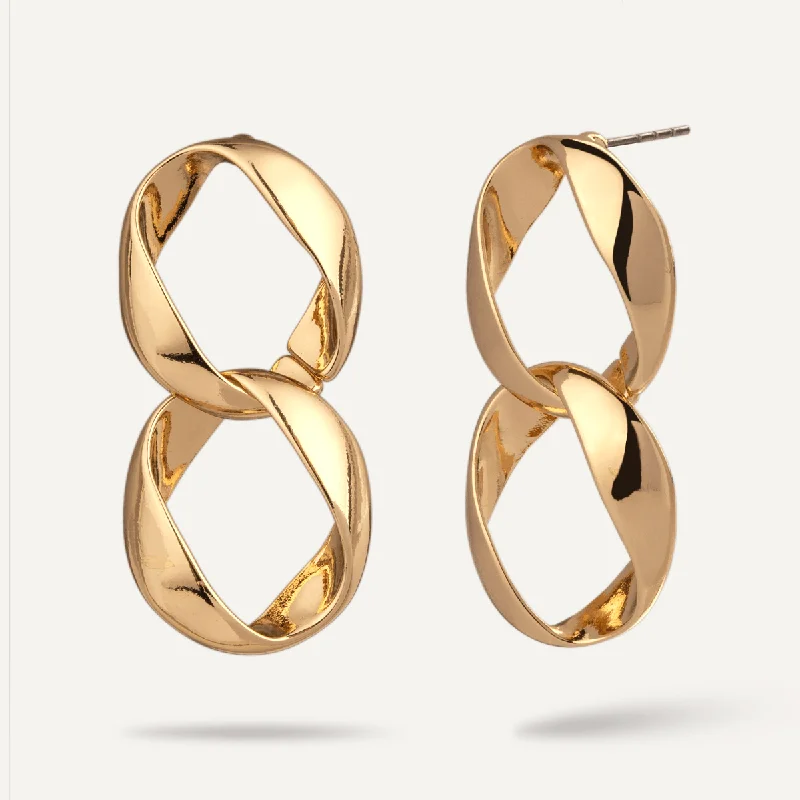 Zaha Abstract Twisted Circles Drop Earrings In Gold-Tone